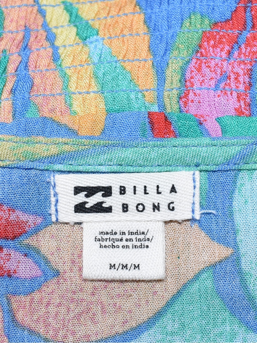 🌺 NWT Billabong Summer Heat Tropical Twist-Front Bell Sleeve Crop Top Size Med - Picture 7 of 8